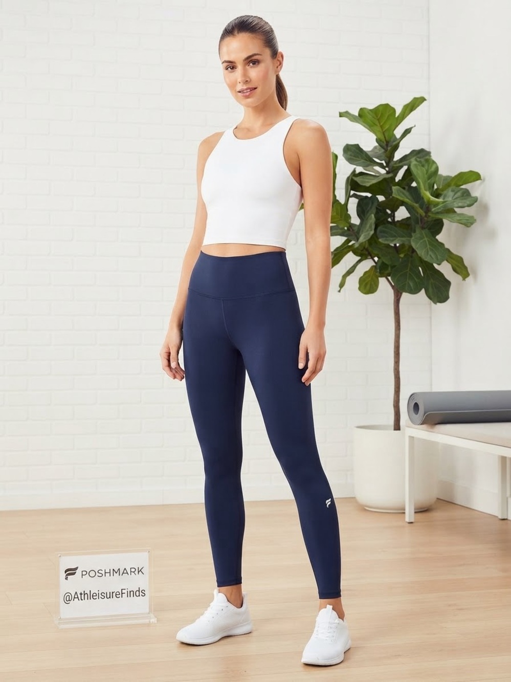 Fabletics Navy High-Waist Athletic Leggings